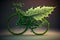 Bicycle covered with green leaf tendril