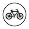 Bicycle, cycling, travel icon. Black vector graphics