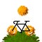 Bicycle with dandelion flower wheels. Vector illustration