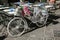 Bicycle decorated with decorative flowers and lavender flowers