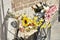 Bicycle decorated with dried flowers