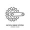 Bicycle drive system line icon. Bike crankset outline vector symbol. Editable stroke