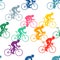 Bicycle drivers colorful vector illustration. Cyclist pattern colorful