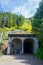 A Bicycle at the entrance of the Snoqualmie Tunnel on the Iron Horse Trail in the Snoqualmie Forest, Washington, USA