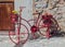 Bicycle with flower baskets.