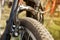 Bicycle front wheel brake, Rim brakes, Dual pivot brake caliper of bike.