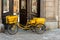 Bicycle of german post in front of a historical facade Bayreuth