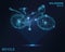 Bicycle hologram. Holographic projection of a Bicycle. A flickering energy stream of particles. The scientific design of the bike