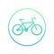 Bicycle icon in circle on white, cycling symbol