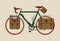 Bicycle illustration graphic vintage bike cycling Touring dark green