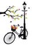 Bicycle with lamp, flowers and tree, vector