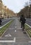 Bicycle lane in Barcelona. Spain