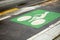 Bicycle lane. Green road marking on road