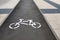 Bicycle lane- sign on asphalt road. Concept- active lifestyle and   biking safety.