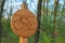 Bicycle lane sign indicating bike route wooden