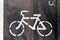 Bicycle lane sign on the road, symbol for roadway part reserved for cyclist only