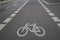 Bicycle lane with white symbol marking on asphalt