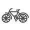 Bicycle line icon, wheel transport symbol, Bike vector sign on white background, retro cycle with pedals icon in outline