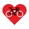 Bicycle lineart icon inside the heart. I love bicycle vector sign.