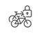 Bicycle lockers line icon. Lock bike transport sign. Vector