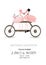 Bicycle a loving couple of funny flamingos are kissing in swing. The concept of love. Wedding invitation