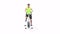 Bicycle Man exercise animation 3d model on a white background in the Yellow t-shirt. Low Poly Style