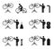 Bicycle man and stand holder service repair icon set