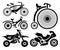 Bicycle and motorbike icons collection