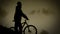 Bicycle night rider goes home: monochrome video