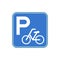 Bicycle park area sign in blue square frame