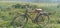 Bicycle park in grass agriculture field in madhubani India