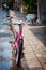 Bicycle parked at the beautiful streets of the walled city in Ca