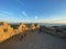 Bicycle parked at the top of a scenic view castle