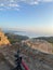 Bicycle parked at the top of a scenic view castle