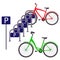 Bicycle Parking with two bicycles, simple flat illustration. Vector.