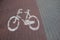 Bicycle path with horizontal marking. Designated place for cycling.