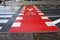 Bicycle path and pedestrian crossing.