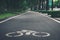 Bicycle pathway sign on city