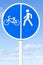 Bicycle and pedestrian lane road sign