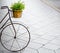 Bicycle plant stand with outdoor Plant Pot Holder.