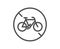 Bicycle prohibited line icon. City bike transport not allowed sign. Vector