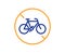 Bicycle prohibited line icon. City bike transport not allowed sign. Vector