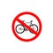 Bicycle prohibition sign vector illustration.