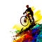 Bicycle race. Biker sport. Bicycle rider training for competition at a cycling road. Poster, banner, brochure template with a cycl