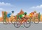 Bicycle race in the road with desert background