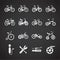 Bicycle related icons set on background for graphic and web design. Creative illustration concept symbol for web or