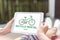 Bicycle rental concept on a tablet
