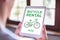 Bicycle rental concept on a tablet