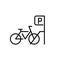 Bicycle rental. Parking sign. Pixel perfect icon