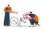 Bicycle Repair. Flat style vector illustration.